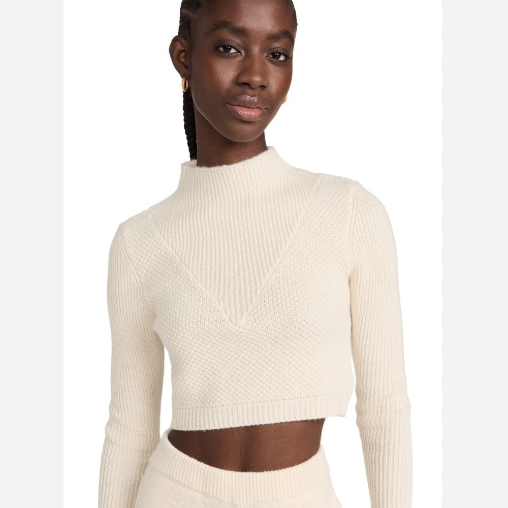 VICTOR GLEMAUD wool Crop Mock Neck long sleeve sweater In Pearl cream Sz medium